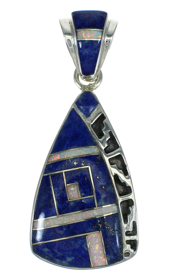 Lapis Opal Sterling Silver Southwestern Pendant YX70299